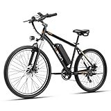 Jasion EB5 Electric Bike for Adults with Peak 500W Brushless Motor, 40Miles 20MPH Commuting Electric Mountain Bike with 360Wh Removable Battery, 7-Speed, 26" Tires and Front Fork Suspension