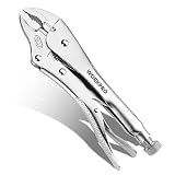 WORKPRO 10-inch Curved Jaw Locking Pliers, Chromium-Vanadium Steel Vice Grips With Wire Cutter, Adjustable Vise Grips for Clamping Twisting Welding