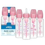 Dr. Brown's Anti-Colic Options+ Narrow Baby Bottle, Floral, 8 oz, 4-Pack