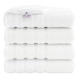 American Soft Linen Luxury 4 Piece Bath Towel Set, 600 GSM 100% Cotton Turkish Bath Towels for Bathroom, 27x54 in Extra Large Bathroom Shower Towels, White