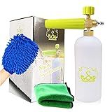 ESP Foam Cannon Snow Foam Lance Pressure Power Jet Washer Quick Release Adjustable Nozzle with 1 Liter Bottle Washing Mitts 1 Towel