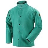 Black Stallion (F9-30C Welding Jacket, 9 oz Flame Resistant Cotton, Stand-Up Welder's Collar, Leather Reinforced Snaps, Scribe Pockets & Inside Pocket, Large, Green