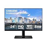SAMSUNG FT45 Series 24-Inch FHD 1080p Computer Monitor, 75Hz, IPS Panel, HDMI, DisplayPort, USB Hub, Height Adjustable Stand, 3 Yr WRNTY (LF24T454FQNXGO),Black