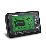 Renogy 500A Battery Monitor with Shunt, High and Low Voltage Programmable Alarm, Range 10V-120V up to 500A, 20ft Shielded Cable, Compatible 12V Lithium Sealed, Gel, Flooded Batteries,Black