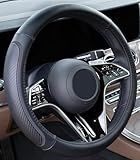 Magnelex Microfiber Leather Steering Wheel Cover – Black. Heat Resistant Anti-Slip Car Wheel Wrap - Compatible with Most Makes and Models of Cars and Trucks with 14.5 to 15 Inch Steering Wheels