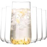 Wlasss Water Glasses Set of 6, 17.5oz Large Drinking Glasses, Clear Crystal Lightweight Glass cups, Glassware Set for Juice,Iced Tea,Mojito,kitchen and bar,Gifts for Dad