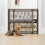 MYPET Paws Portable Pet Gate: 26-40" Wide Expandable, Pressure Mounted No Tools Needed, Durable Dog Gate for Doorways, Made in USA, 23" Tall, Fieldstone Gray