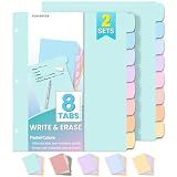 Forvencer 8-Tab Binder Dividers with Tabs, 2 Sets Write&Erase Dividers