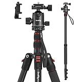 SmallRig Camera Tripod, 71" Foldable Aluminum Tripod/Monopod, 360°Ball Head Detachable, Payload 33lb, Adjustable Height from 16" to 71" for Camera, Phone