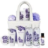 BODY & EARTH Spa Gift Baskets for Women 11pcs Lavender Gift Sets with Bubble Bath, Shower Gel, Body Lotion, Mom Birthday Gifts, Spa Kit, Purple Gift for Her, Mothers Day Gifts for Mom