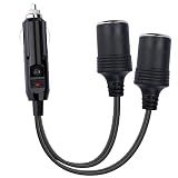 12V Double Cigarette Lighter Adapter, 18AWG Car Cigarette Lighters Splitter