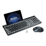 RECCAZR Wireless Keyboard and Mouse Combo, 2.4Ghz Silent Wireless Computer Keyboard with Phone Tablet Holder, 3 DPI Adjustable Ergonomic Mouse, Compatible with Mac Windows (Black & Gray-A)