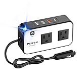 200W Car Power Inverter, PiSFAU DC 12V to 110V AC Car Plug Adapter Outlet with [20W USB-C] /USB-Fast Charger(18W) / 4.8A Dual USB/car Charger for Laptop