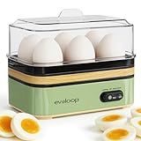Evoloop Rapid Egg Cooker Electric 6 Eggs Capacity, Soft, Medium, Hard Boiled, Poacher, Omelet Maker Egg Poacher With Auto Shut-Off, BPA Free (Green)