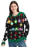 MGparty Ugly Christmas Sweater for Women 2025 Christmas Cute Light Up Sweaters Holiday Party Novelty Funny Pullover Black