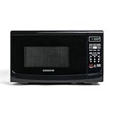 Farberware Countertop Microwave 700 Watts, 0.7 Cu. Ft. - Microwave Oven With LED Lighting and Child Lock - Perfect for Apartments and Dorms - Easy Clean Grey Interior, Retro Black