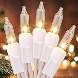 Meteds Christmas Lights 100 Count Clear White Wire UL Certified Connectable Warm White String Lights for Christmas Tree,Garland,Home,Patio, Wedding,Party,Festival Decor