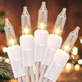 Meteds Christmas Lights 100 Count Clear White Wire UL Certified Connectable Warm White String Lights for Christmas Tree,Garland,Home,Patio, Wedding,Party,Festival Decor