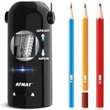 AFMAT Electric Pencil Sharpener for Colored Pencils 7-11.5mm, Robot Pencil Sharpener, Fully Automatic Rechargeable Hands-Free Pencil Sharpeners for Large Pencils, Home, Classroom, Battery Operated