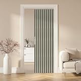 AJAZZ Blackout Accordion Door Magnetic Door Curtain Folding Closet Doors Curtain Invisible Applicable Bedroom Room Living Room Doorway（Grey 42" W x 78" L 1 Panel