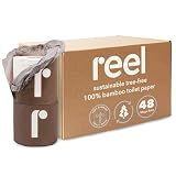 Reel Premium 3-Ply Bamboo Toilet Paper, Unbleached - 48 Rolls, 300 Sheets per Roll - Non-Toxic, Chemical & Bleach Free Toilet Paper - Tree-Free, Septic Safe - Bath Tissues with Zero Plastic Packaging