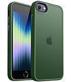 CANSHN Matte Case for iPhone SE 3/2 (2022/2020), iPhone 8/7, 4.7-Inch [Military Drop Certified] Translucent Back Phone Cover, Anti-Fingerprint - Deep Green