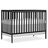 Dream On Me Synergy 5-in-1 Convertible Full-Size Baby Crib with Toddler, Day & Full Bed Conversion in Black, GreenGuard Gold & BSA, 3 Mattress Heights, Sustainable Pinewood