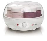 Euro Cuisine YM100 Automatic Yogurt Maker with 7 - 6oz Glass Jars & 15 Hour Timer, Electric Yogurt Maker with Auto Shut Off, Promote Gut Health