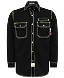 BOCOMAL FR Shirts for Men Snaps Down 7.5oz Water Repellent Fire Resistant Welding Jackets-NFPA2112 CAT2 Black