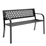MAKE CHANGES Outdoor Bench, Garden Patio Park Entryway Metal Bench with Comfortable Backrest, Sturdy Heavy Duty Loveseat Front Porch Backyard Lawn Furniture for Outside