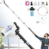 LyriFine Electric Solar Panel Cleaning Brush and Pole Kit, 20Ft Extendable Washing Kit with Water Fed Pole, 2 Speed & Soap Dispenser, Outdoor Window Cleaning Tool for Solar Panel, Window, Roof, RV