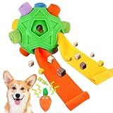 Dog Snuffle Ball-Interactive Puzzle Dog Toys Encourage Natural Foraging Skills Slow Feeder for Training and Stress Relief, Cloth Strip Hiding Food Dog Toys with Squeaky Carrot Toy for Any Size
