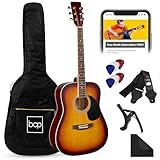 Best Choice Products 41in Full Size Beginner All Wood Acoustic Guitar Starter Set w/Gig Bag, Strap, Capo, Strings, Picks - Sunburst