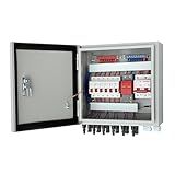 GXELZK Hardcover 6 Strings Solar Combiner Box 80A DC Main Circuit Breaker with Power Surge and 16A Circuit Breaker This PV Combiner Box is Suitable for On/Off-Grid Solar Power