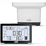 Wireless Digital Rain Gauge with Thermometer, Self-Emptying Rain Collector Monitoring Rainfall,High Precision Remote Rain Gauge Outdoor Indoor for Garden and Yard,Freeze Proof Rain Measure Gauge