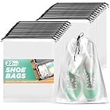 Transparent Shoe Bags for Travel 22 Pack Large Clear Shoe Organizers Pouch with Rope Portable Drawstring Storage Bag for Men & Women