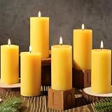 Natural Beeswax Pillar Candles, Non Toxic,2x4 Inch, 4 Pack,210 H Long Burn