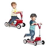 Radio Flyer Scoot 2 Scooter, Red, for Kids Ages 1-4, Ride On Toy or 4-Wheel Kids Scooter, Durable Wheels and Frame, Converts Easily with Flip Deck, Toddler Ride On Toys