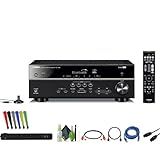 Yamaha RX-V385 5.1-Channel Surround Sound 4K Ultra HD AV Receiver with Bluetooth Home Theater System Bundle with Accessories