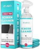 EVEO® TV Screen Cleaner Spray (Streak-Free) TV Screen Cleaner for Smart TV, LCD, LED, OLED | Computer Screen Cleaner Spray and Wipe Microfiber Cloth for TV, Monitor, Laptop, iPad, Car, Tesla & More