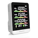 Air Quality Monitor Indoor,8-in-1 Smart Air Quality Tester with CO2, TVOC, HCHO, AQI, Temperature & Humidity, Real Time Display, Battery Powered, for Home & Office (White)