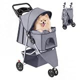DUMOS 3 Wheels Pet Stroller for Small Dogs and Cats