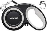 Retractable Dog Leash with Stainless Steel Anti-Chew Cable for Small & Medium Dogs up to 50 lbs | 16 ft Strong Nylon Reflective Tape | Quick Lock System (Medium, White)