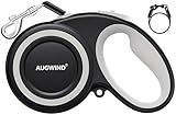 Retractable Dog Leash with Stainless Steel Anti-Chew Cable for Small & Medium Dogs up to 50 lbs | 16 ft Strong Nylon Reflective Tape | Quick Lock System (Medium, White)