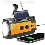 FosPower Emergency Weather Radio (Model A3) NOAA/AM/FM with 14800mWh Portable Power Bank, USB/Solar/Hand Crank Charging, Battery Operated, SOS Alarm & Flashlight for Indoor/Outdoor Emergencies