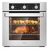24" Electric Wall Oven, ETL Certified, ThermoMate 2.8 Cu.ft. Electric Wall Oven with 5 Cooking Functions, Built-in Ovens with Anti-Mistouch Knob, Stainless Steel