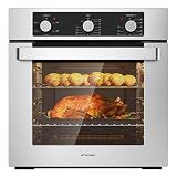 24" Electric Wall Oven, ETL Certified, ThermoMate 2.8 Cu.ft. Electric Wall Oven with 5 Cooking Functions, Built-in Ovens with Anti-Mistouch Knob, Stainless Steel