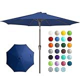JEAREY 9FT Outdoor Patio Umbrella Outdoor Table Umbrella with Push Button Tilt and Crank, Market Umbrella 8 Sturdy Ribs UV Protection Waterproof for Garden, Deck, Backyard, Pool (Dark Blue)