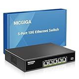 5 Port 10G Ethernet Switch Unmanaged,with 5X 10Gb Base-T RJ45 Ports, NICGIGA 10Gbps Network Switch Easy for 10G NAS,PC,WiFi7 Router,10G Adapter/NIC. Desktop or 19-inch Rack Mount, Plug and Play.
