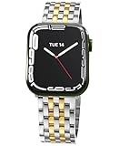 Seven-link Watch Bands for Apple Watch Series 11,10,9,8,7,6,5,4,3,2,1 and SE 3/2/1 for Women, Dressy Stainless Steel Metal Band for Apple Watch 40mm 41mm 42mm 38mm for iWatch, Two-Tone Silver/Gold